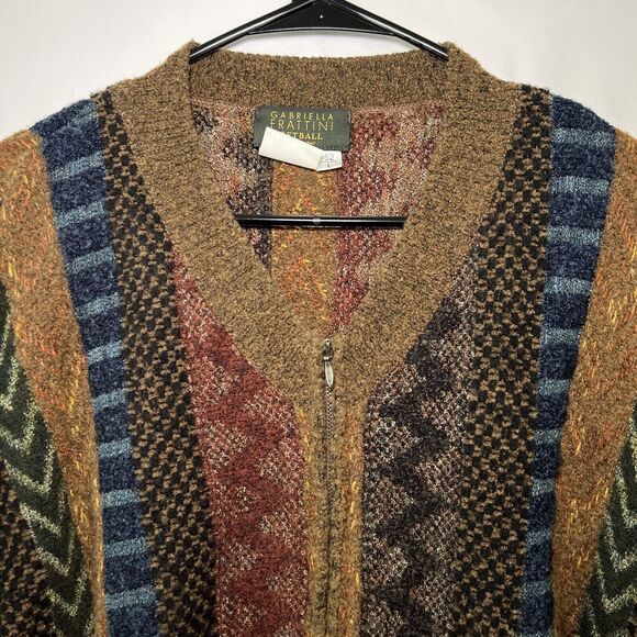 Gabriella Frattini Setball Full Zip Wool Blend Sweater Mens Size 52 Large Italy - Picture 2 of 9